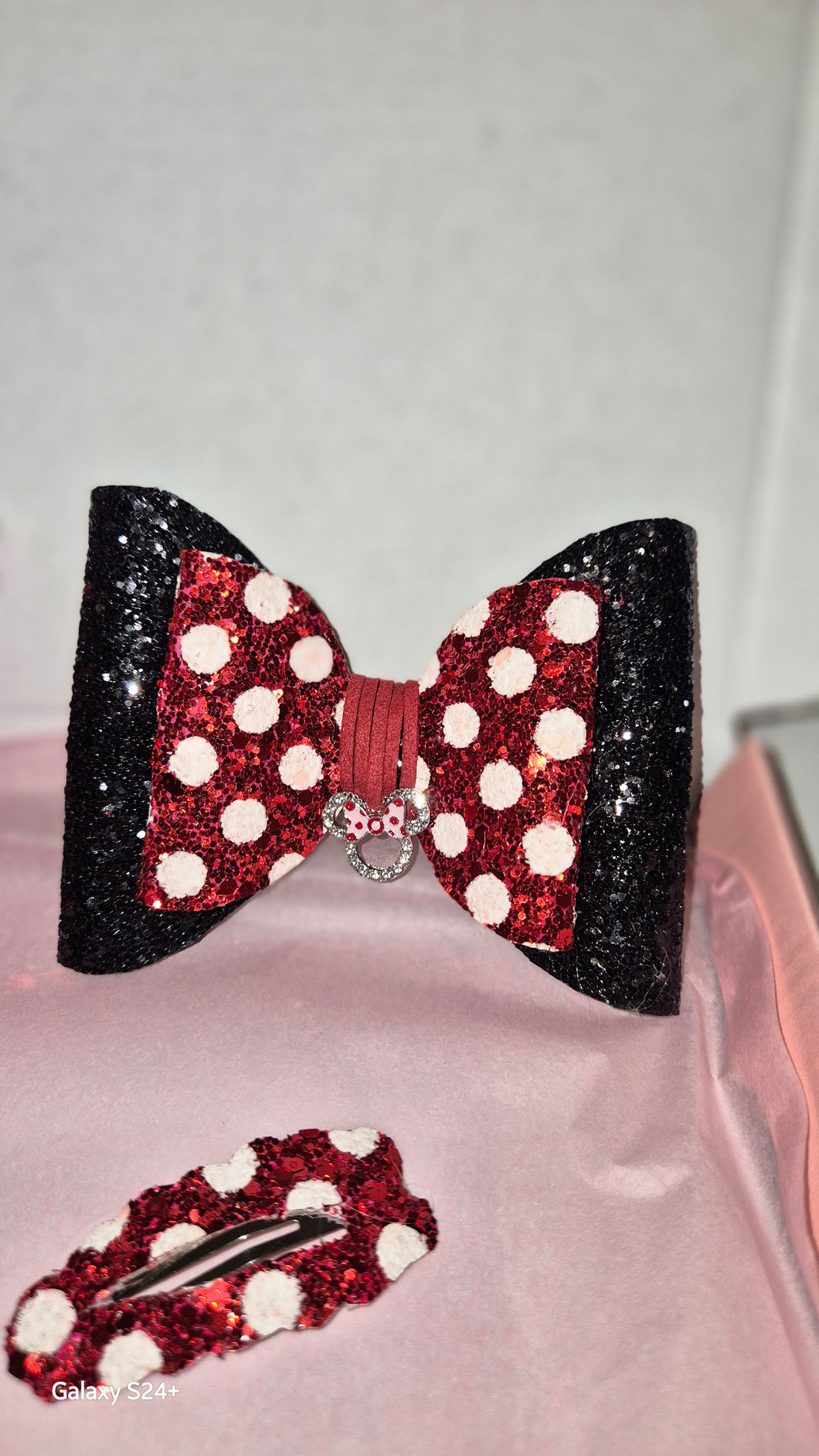 Minnie mouse inspired Black and Red Bow