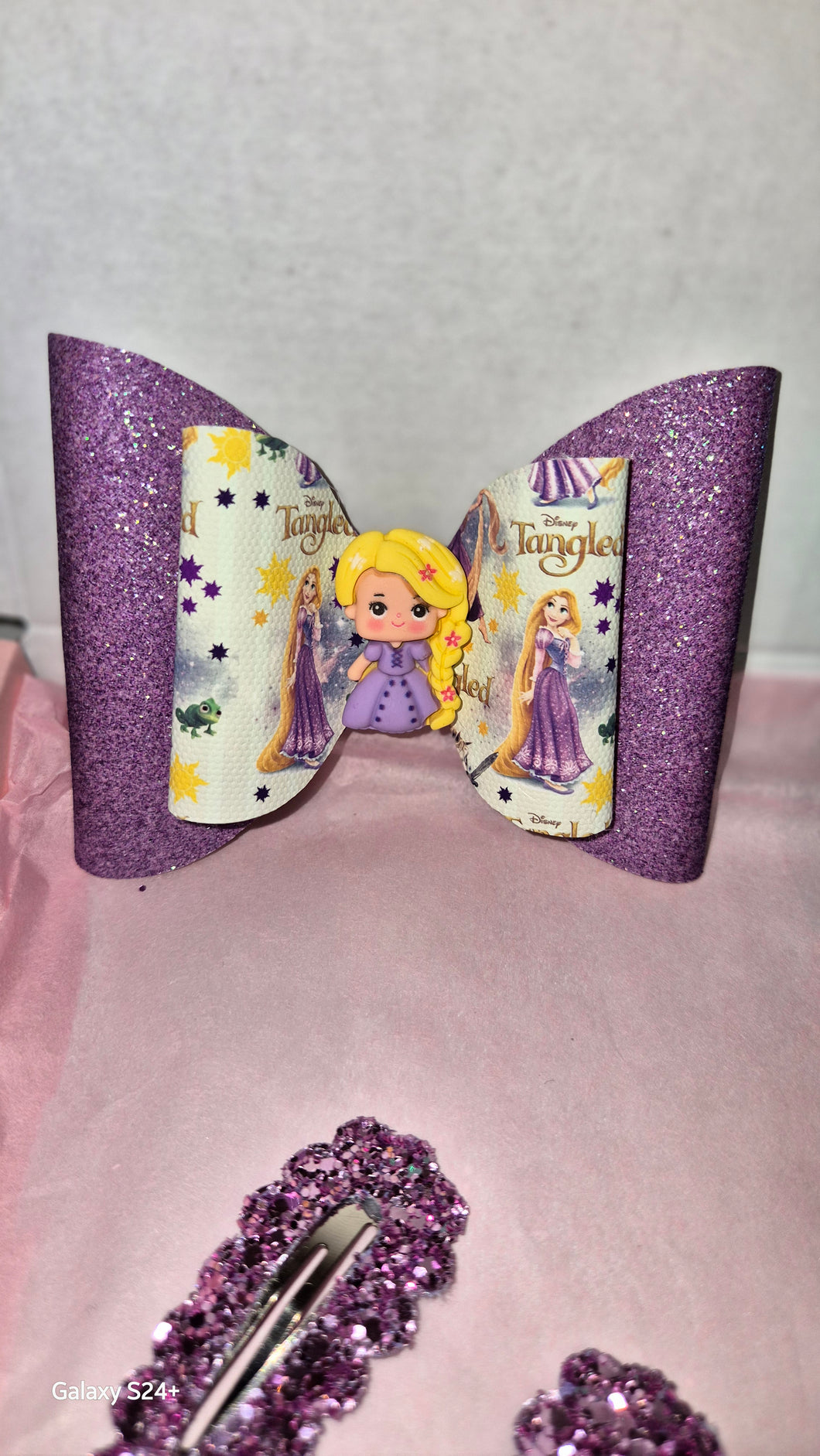 Purple Disney Princess inspired Bow with clips