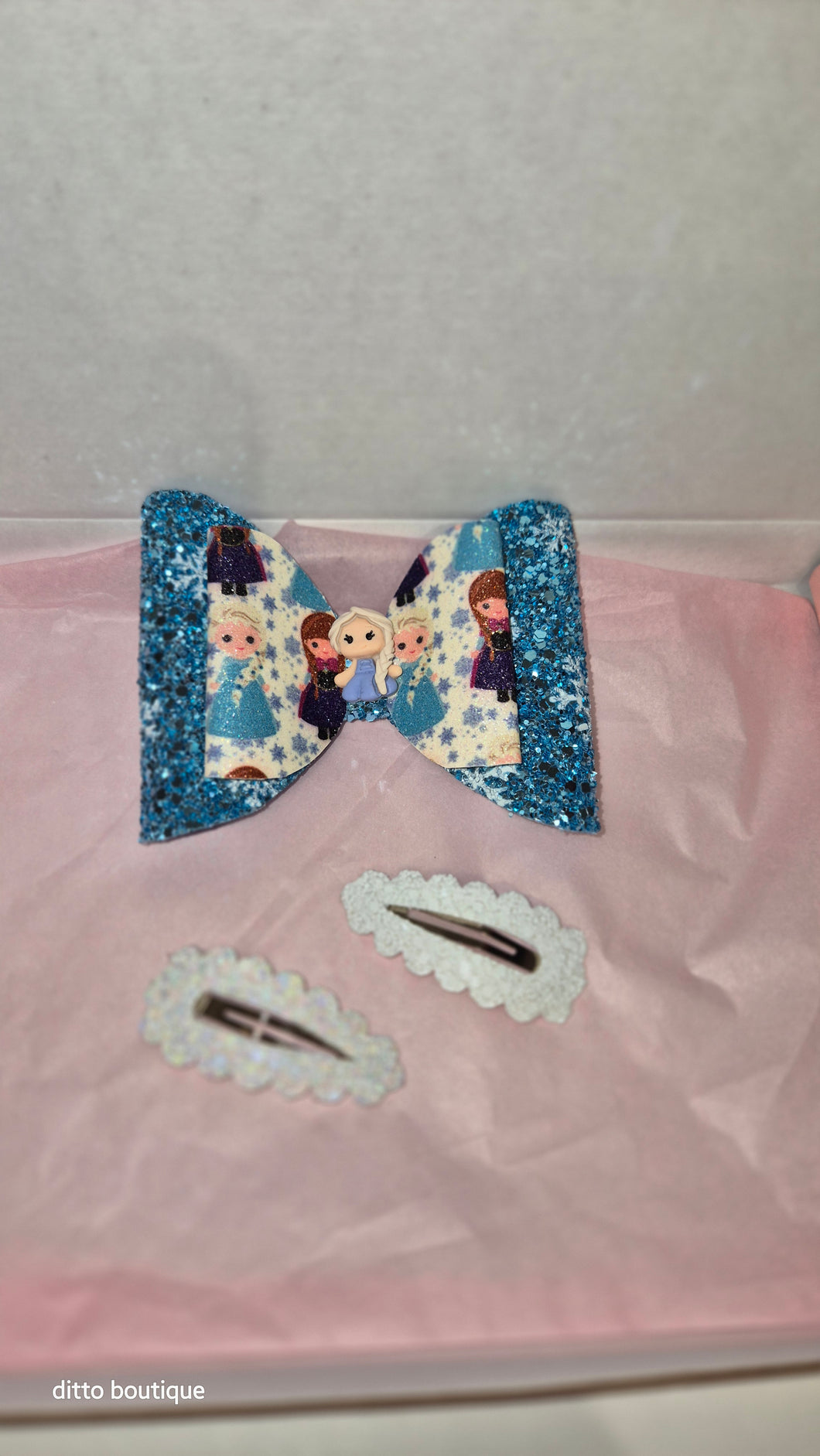 Princess inspired blue frozen bow