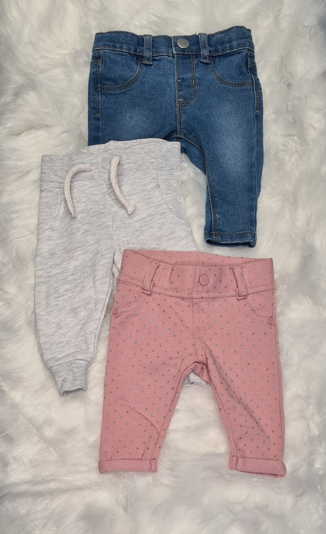 Girls 0-3 Months - Primark - Set of 3 Jeans -Trouser - Joggers