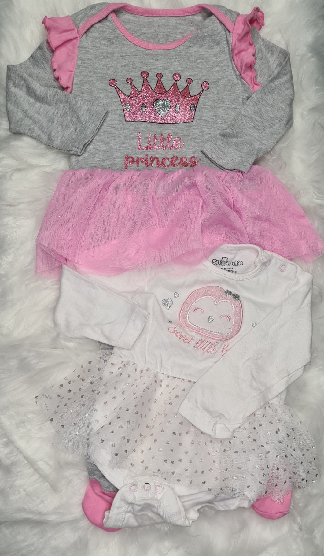 Girls 9-12 Months - Tutu Babygrow's - Misc Brand - Pink and White