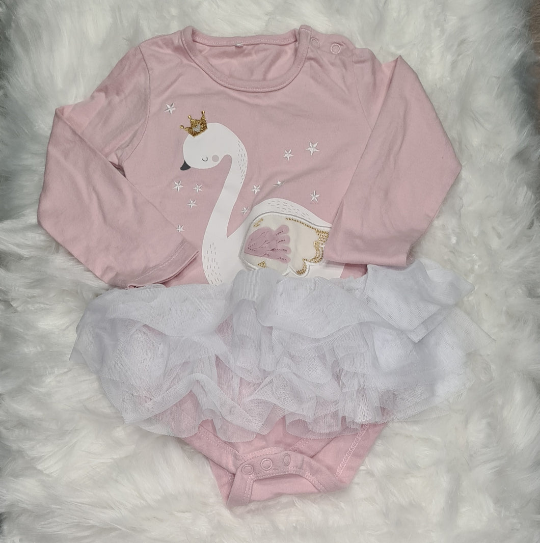 Girls 9-12 Months - Pink Swan Tutu Baby Vest
