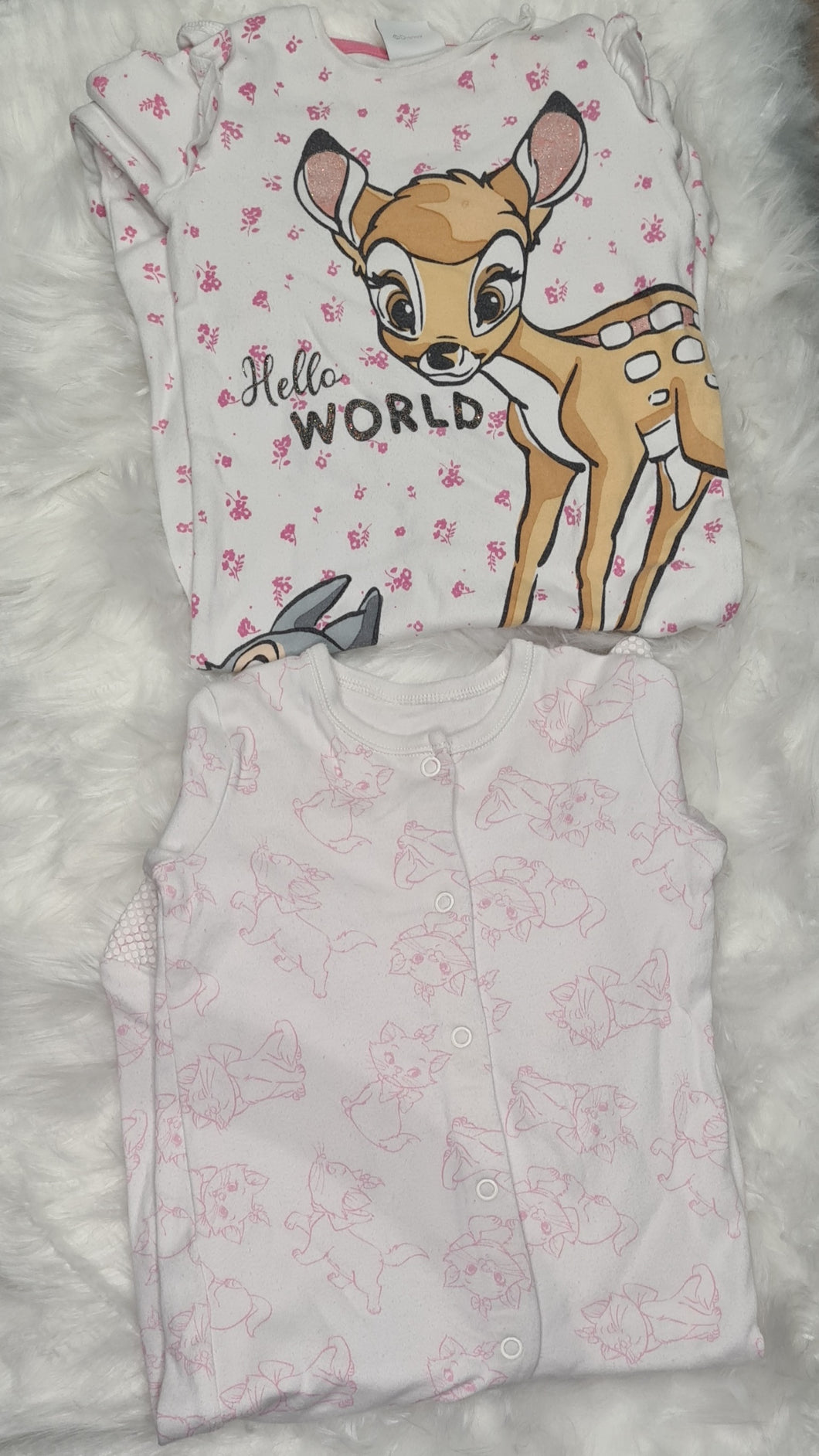 Girls 9-12 Months - Disney - 2 Piece Baby Grow - Bambi and Marie