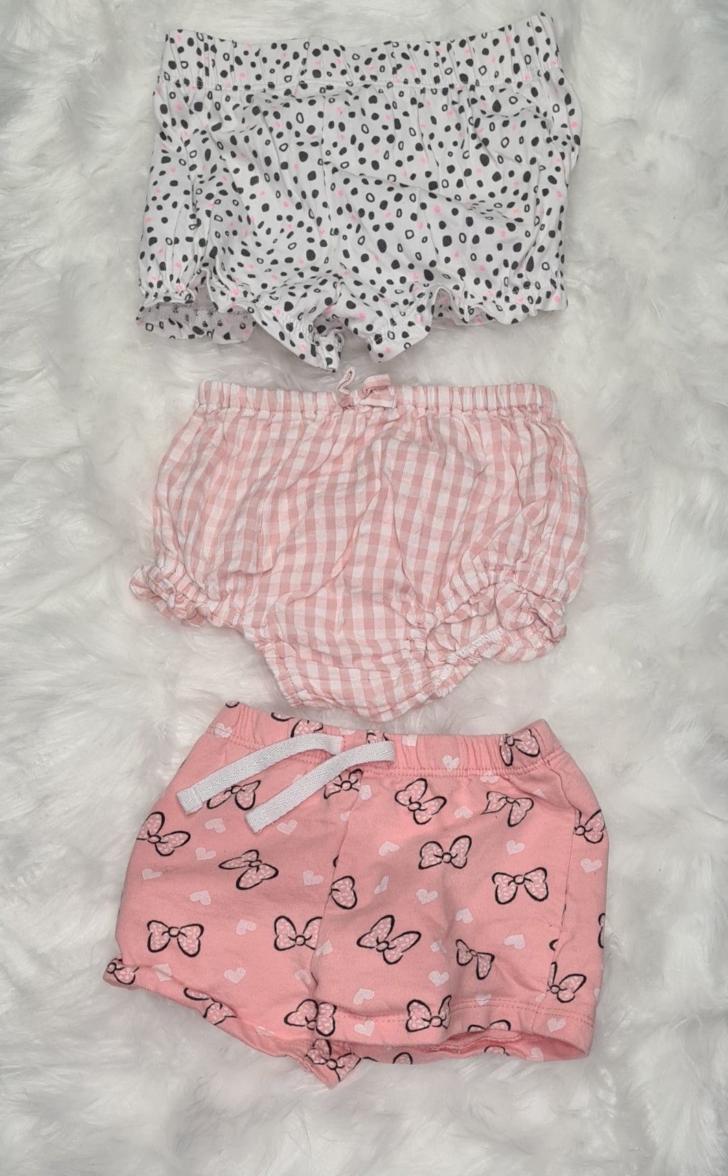 Girls 6-9 months - Set of 3 Shorts Bundle - Spotty and Bows