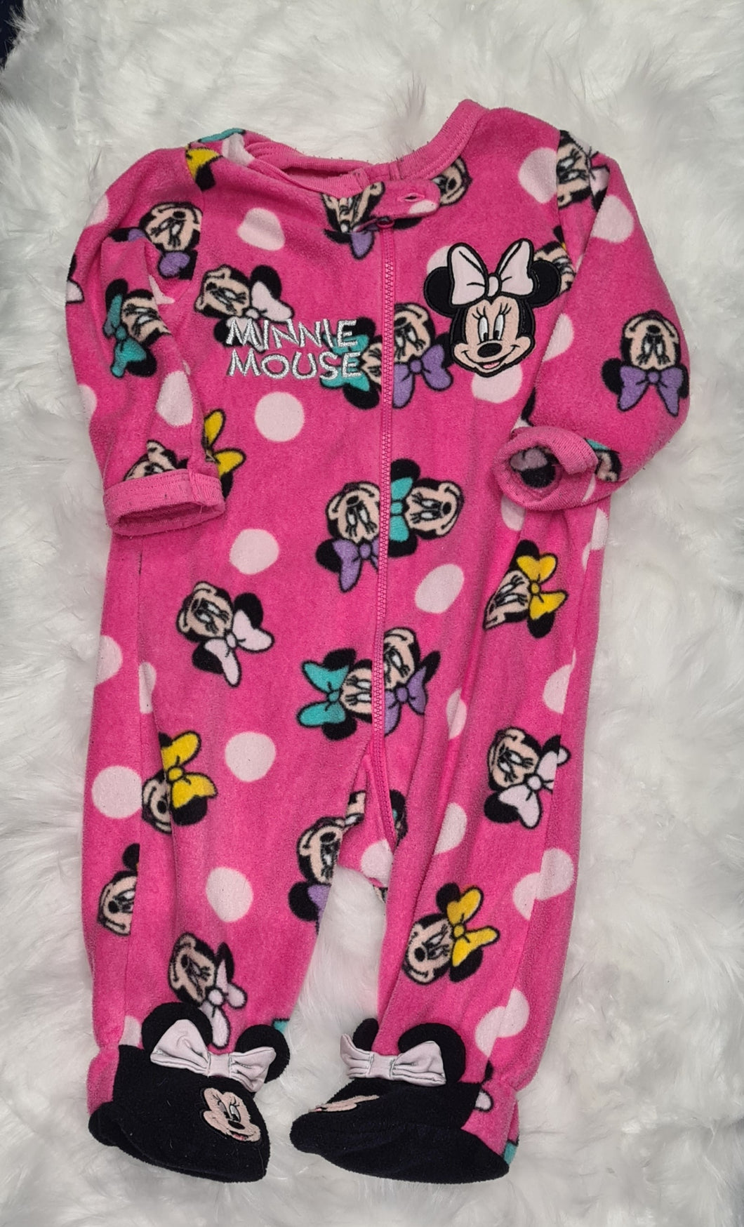 Girls 6-9 months - Disney/Minnie Mouse Pink Fluffy Baby Grown