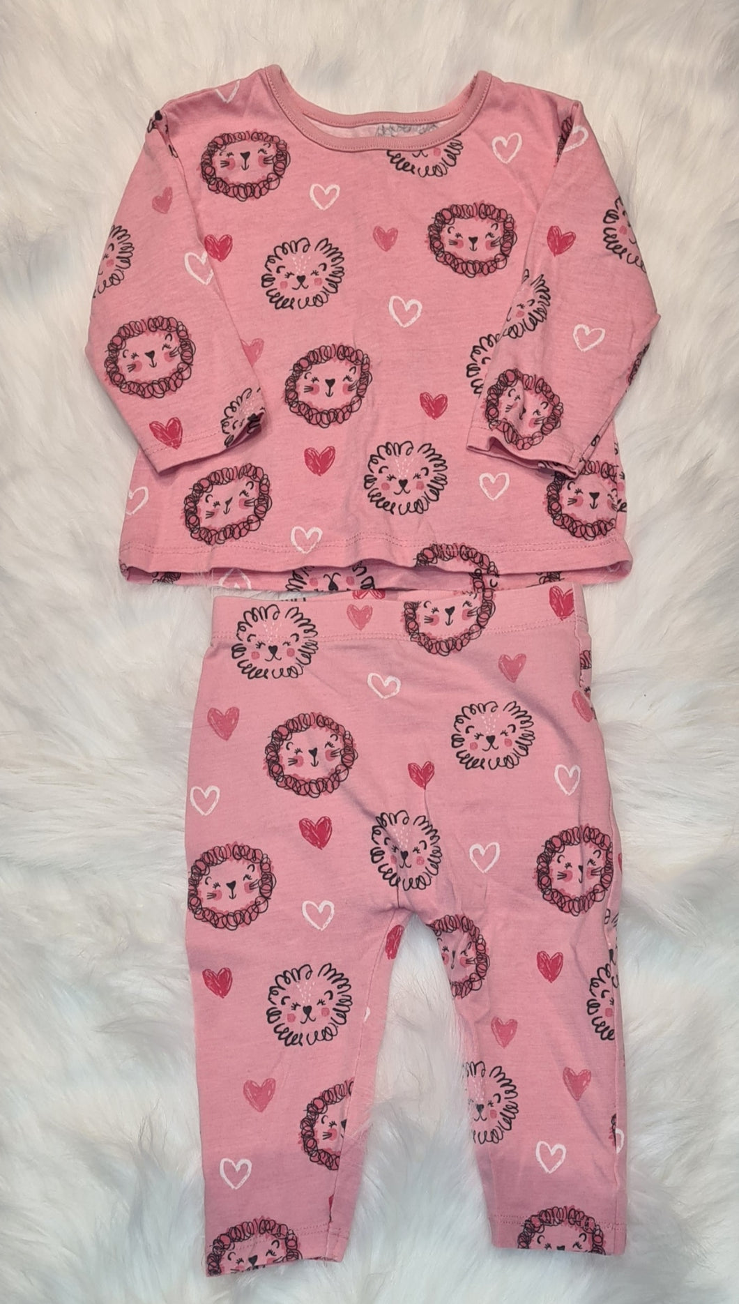 Girls 3-6 Months - Pink Lion - Top and Leggings Set