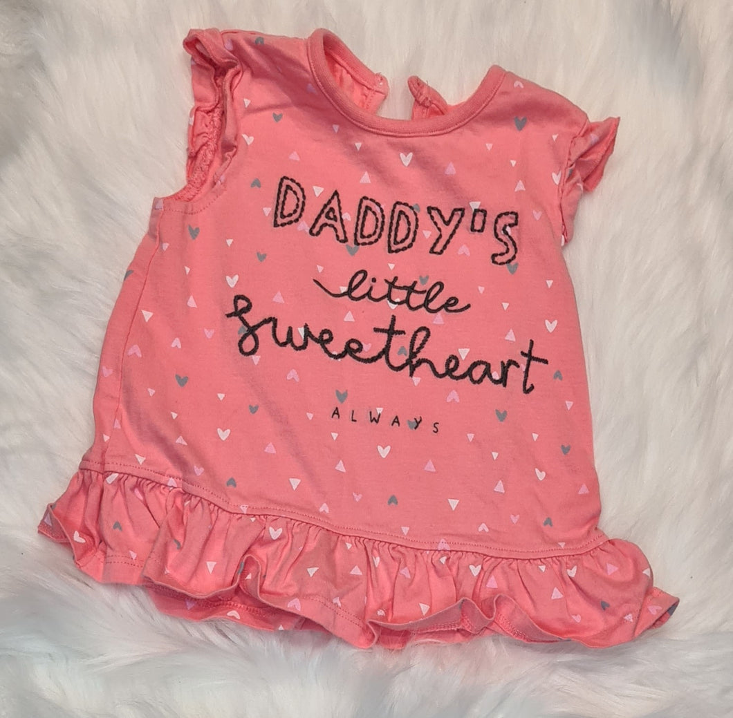 Girls 3-6 Months - Orange Daddy's Little Sweetheart Top