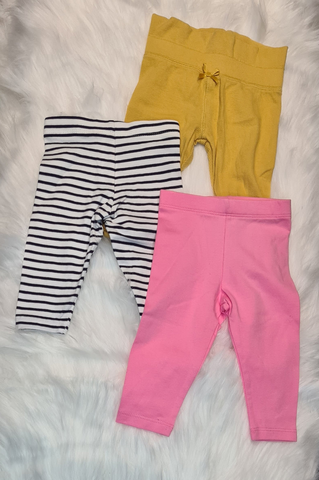 Girls 3-6 Months - Set of 3 Striped and Coloured Leggings