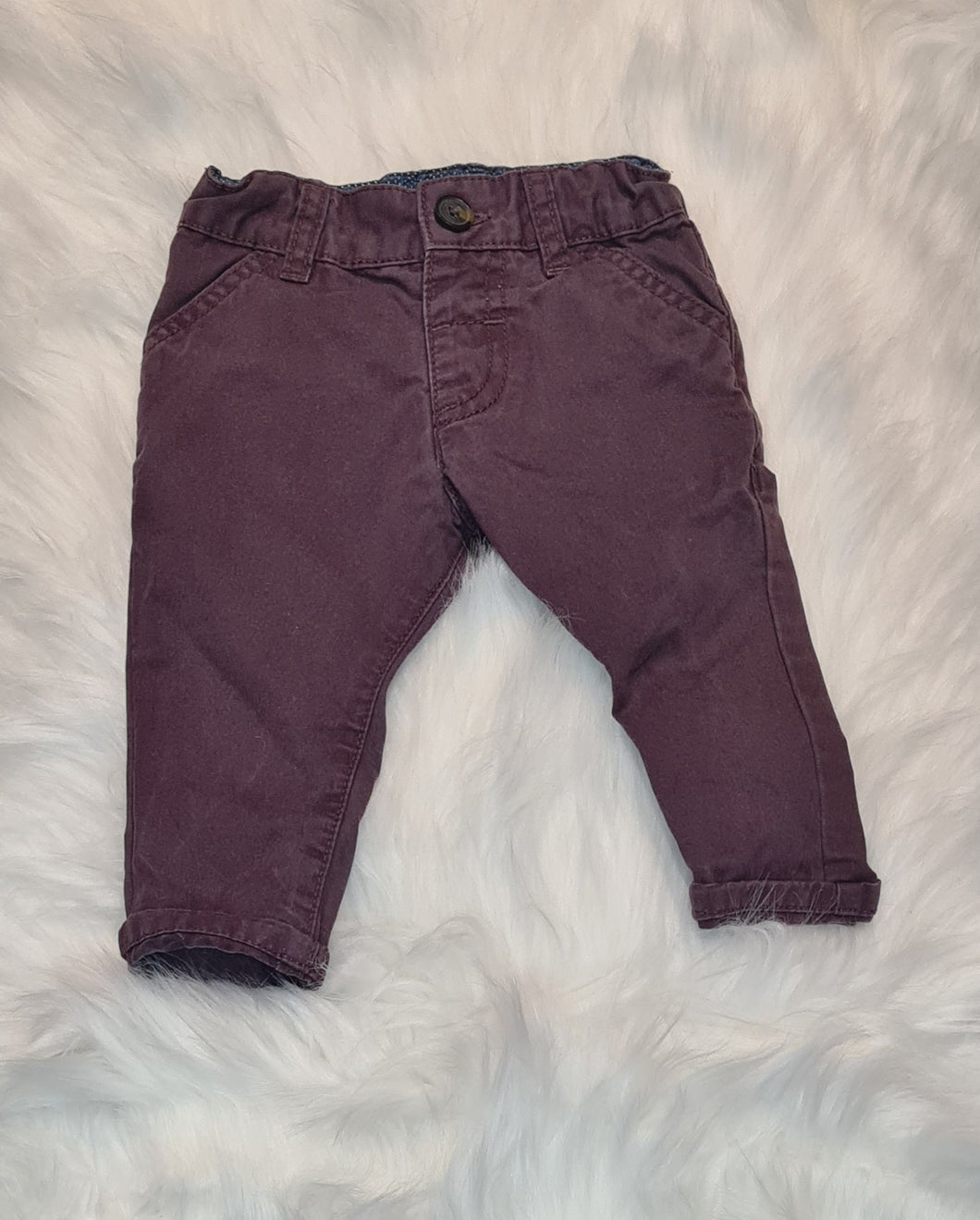 Boys 0-3 Months - Burgundy Trousers