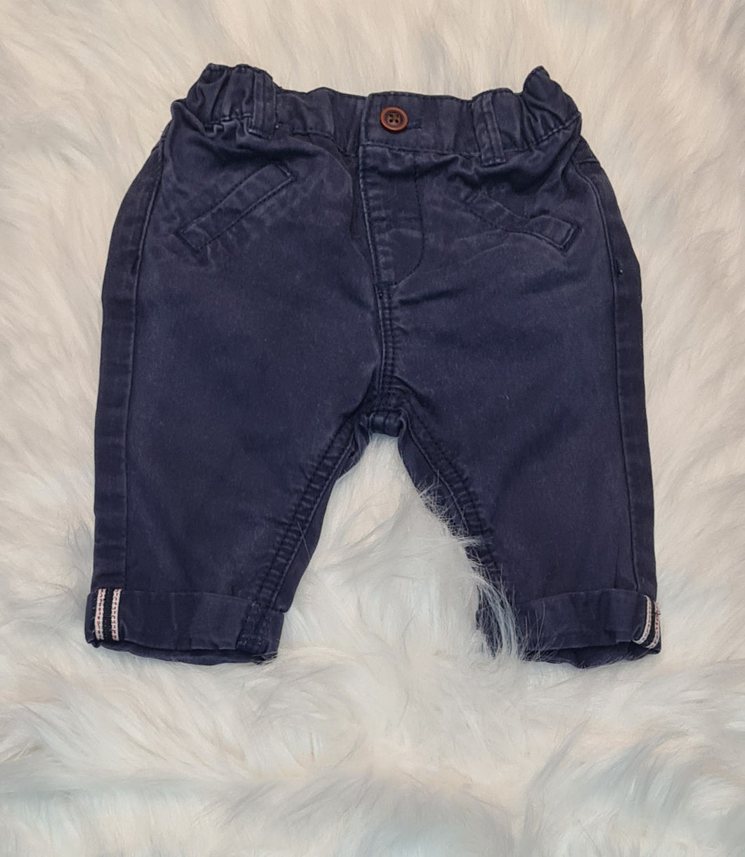 Boys 0-3 Months - Blue Cargo Trouser Turn ups