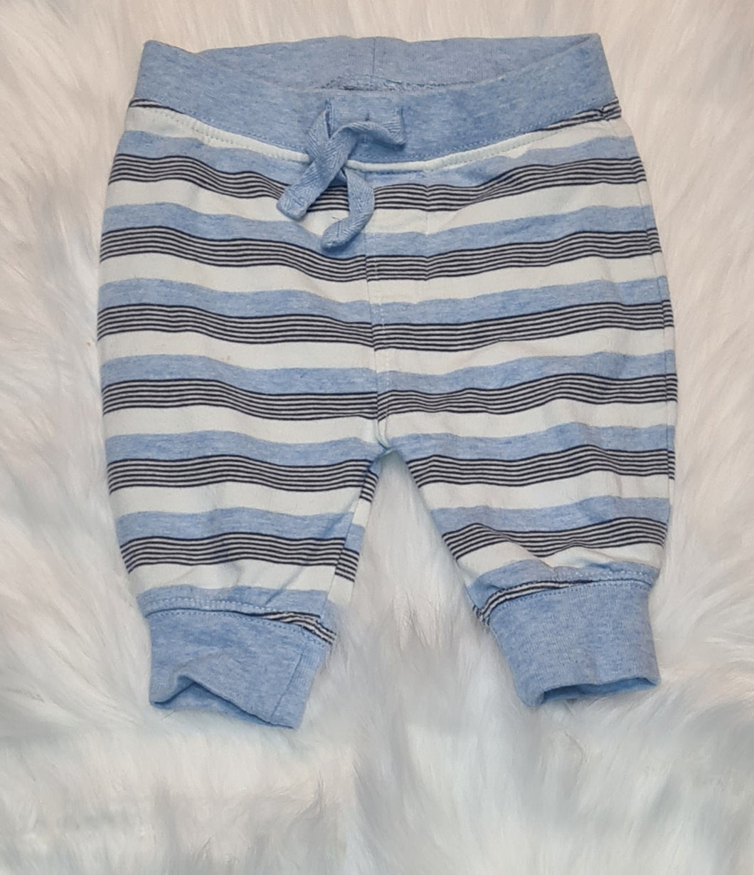 Boys 0-3 Months - Blue and White Stripy Joggers