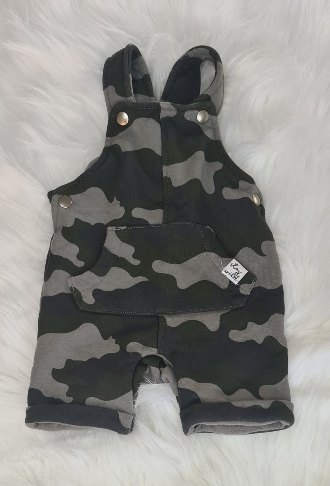 Boys 0-3 months - Camouflage Print Dungarees