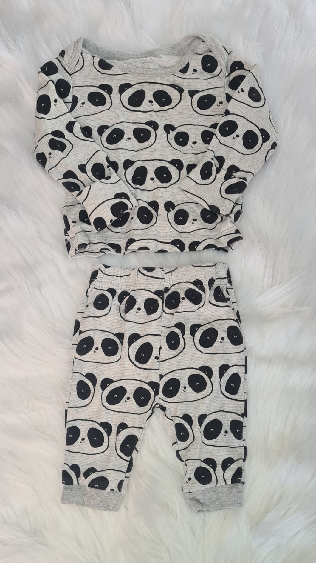 Boys 0-3 months - Panda and Grey Top and Joggers Set