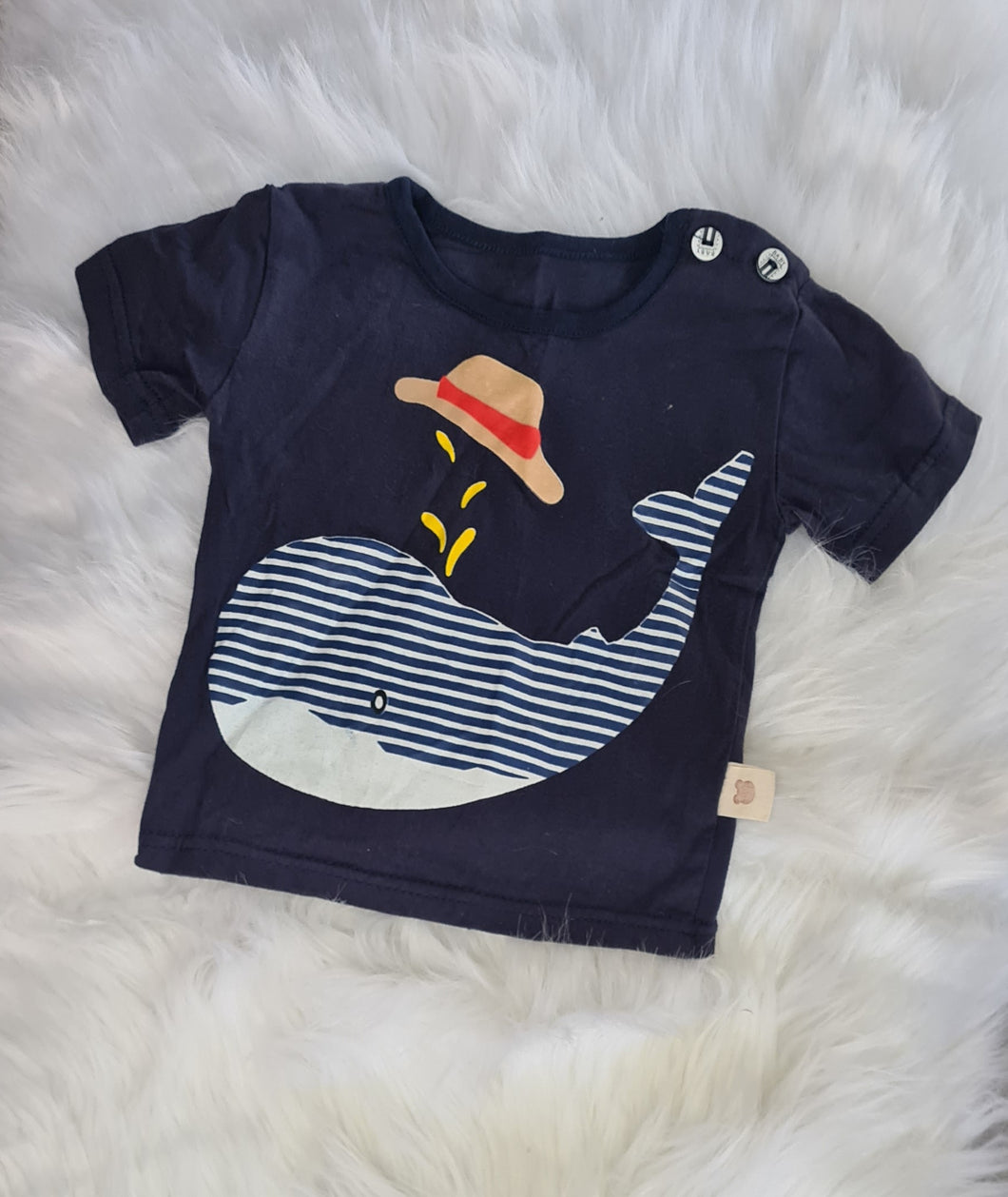 Boys 3-6 Months - Navy Whale T-Shirt