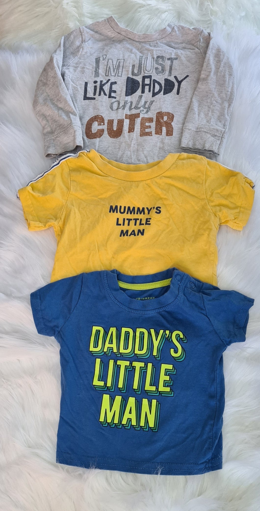 Boys 3-6 Months - Set of 3 T-Shirts - Mummy and Daddy Set