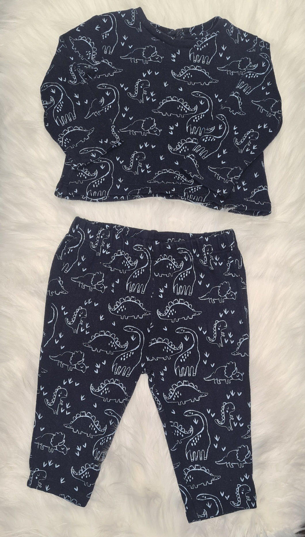 Boys 6-9 Month - Dinosaur Long Sleeve Top and Leggings set - Blue and White