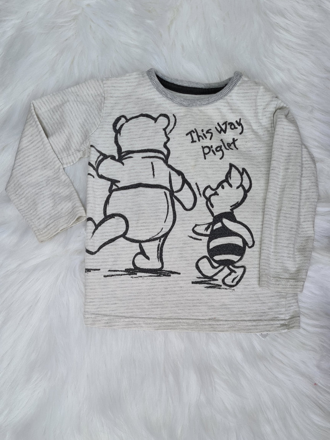 Boys 9-12 Months - Disney/Winnie the Pooh - Striped Long Sleeve Top
