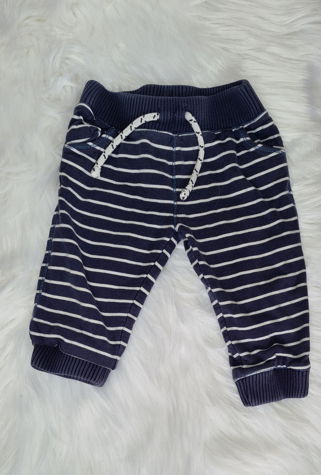 Boys 9-12 Months - Blue and White Striped Joggers